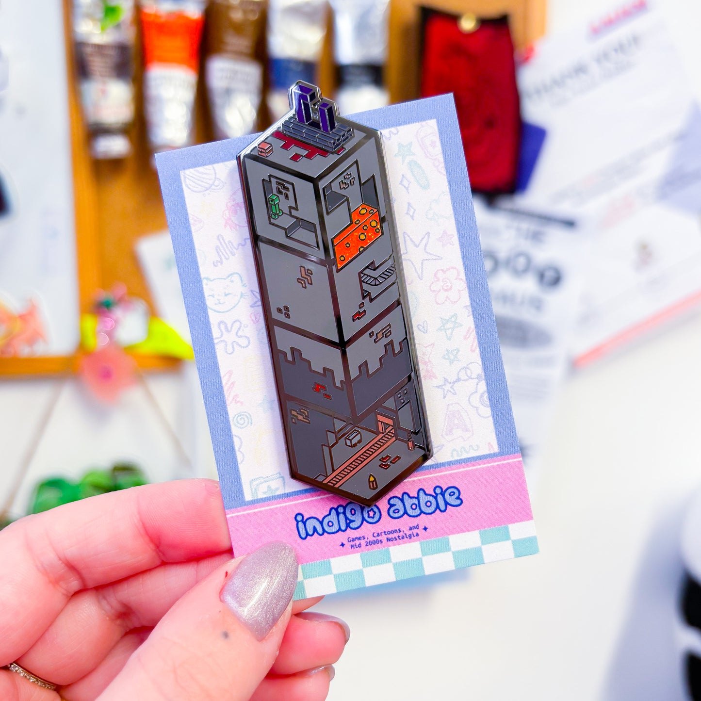 Ruined Portal & Mineshaft Biome Block Enamel Pin