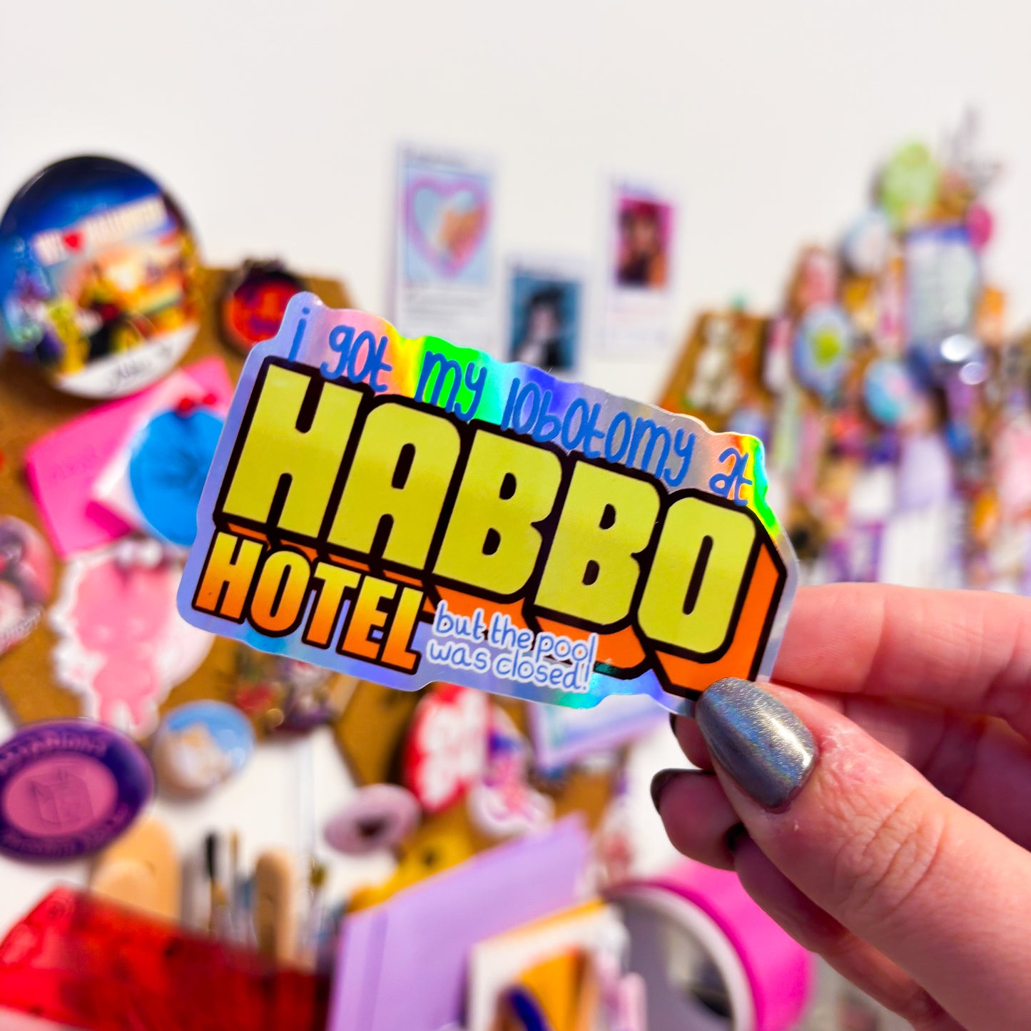 Lobotomy at Habbo Hotel Holographic Sticker | Habbo Hotel Vinyl sticker