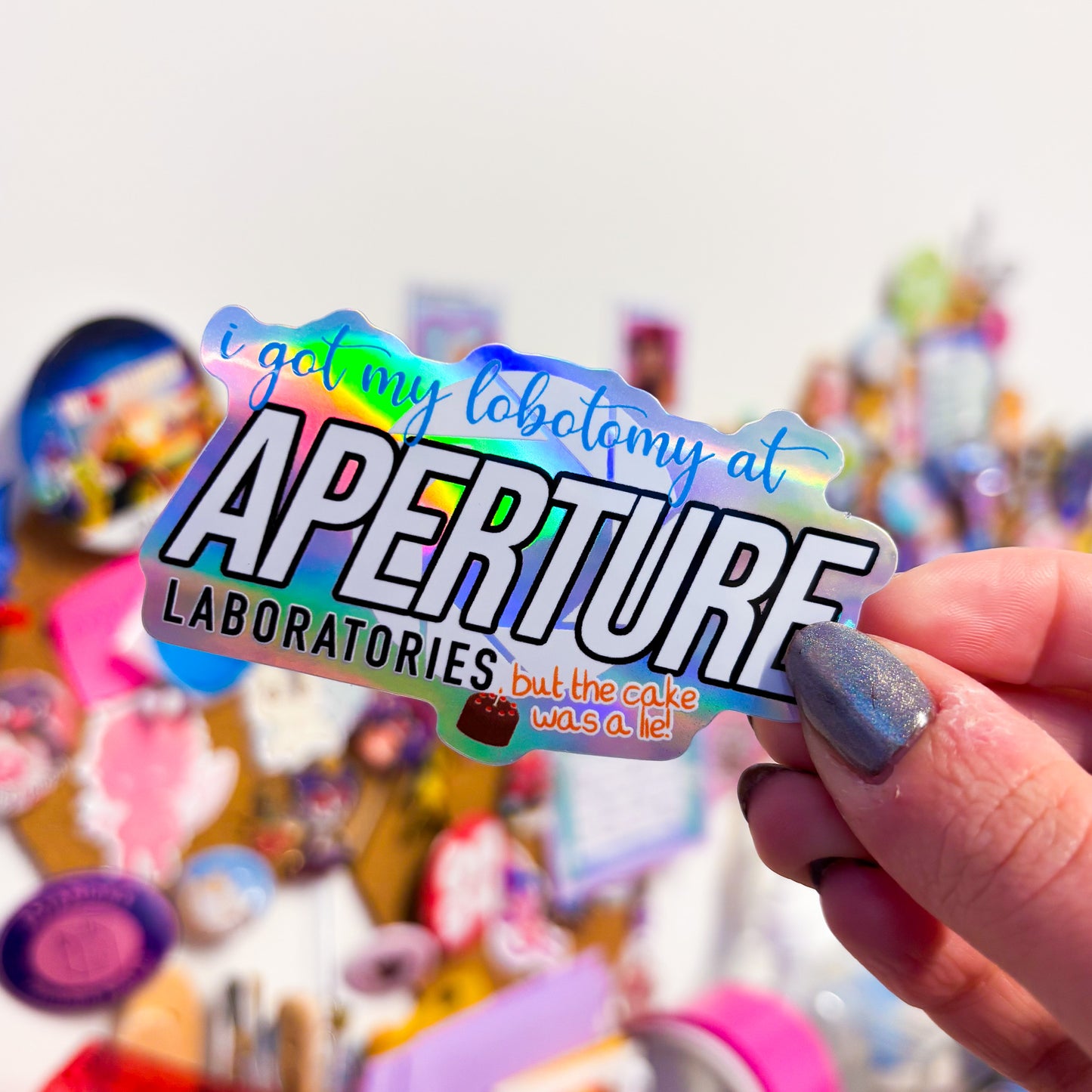 aperture science portal holographic sticker