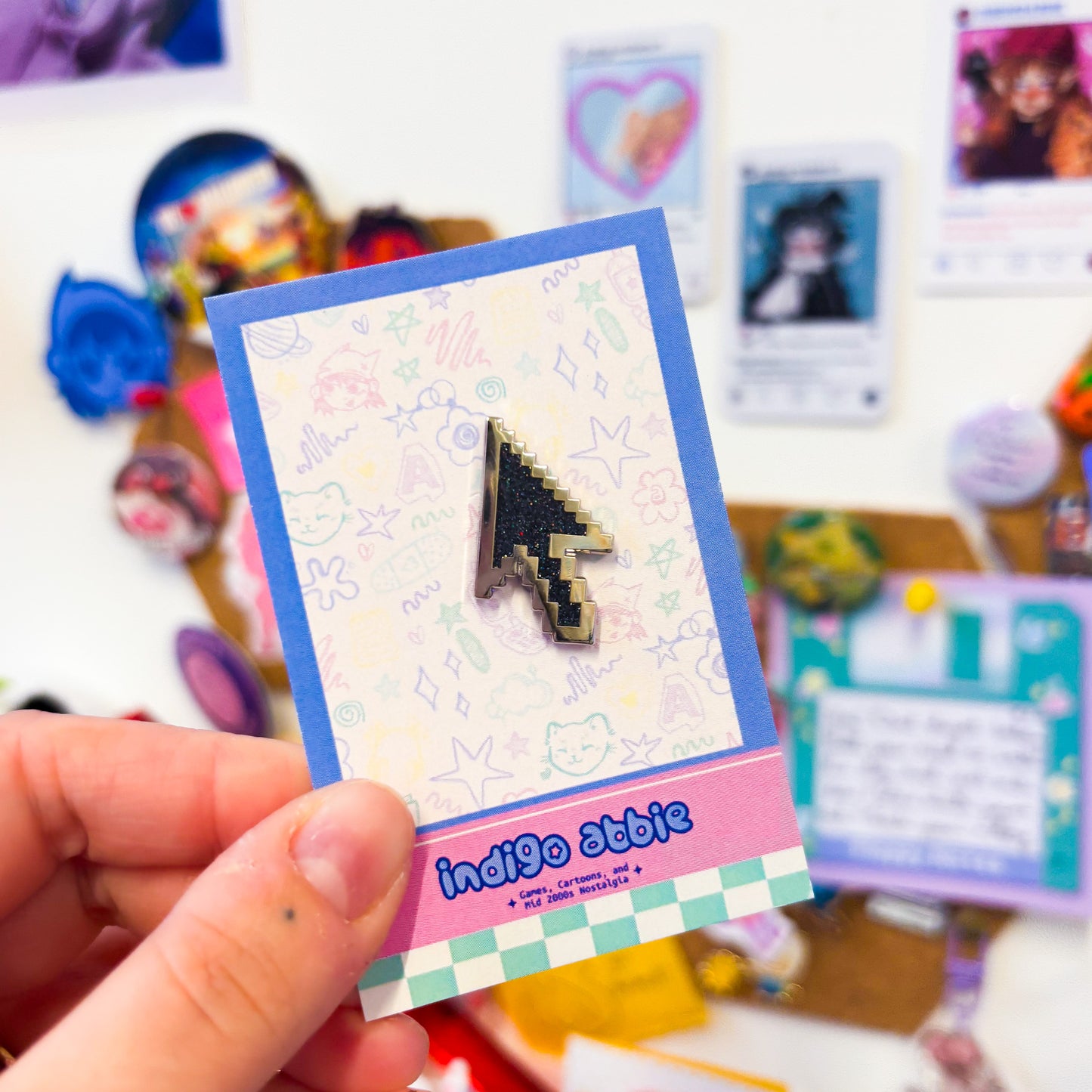 pixelated cursor enamel pin