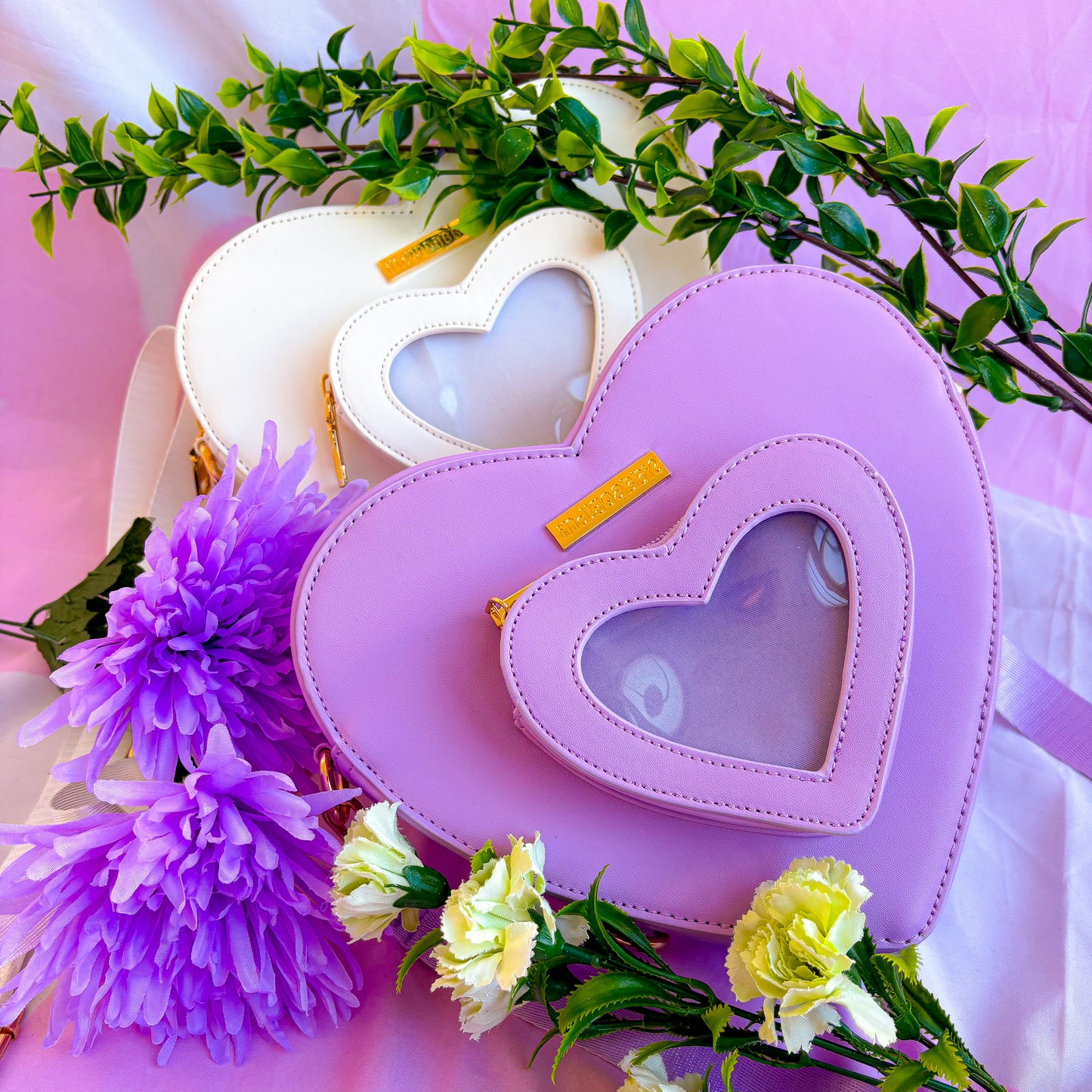 Purple Heart Shaped Ita Bag | Heart Shaped Backpack, Heart Window Bag, Heart Bag