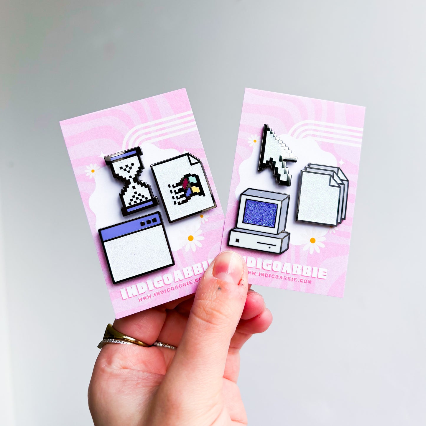pixelated computer files enamel pin