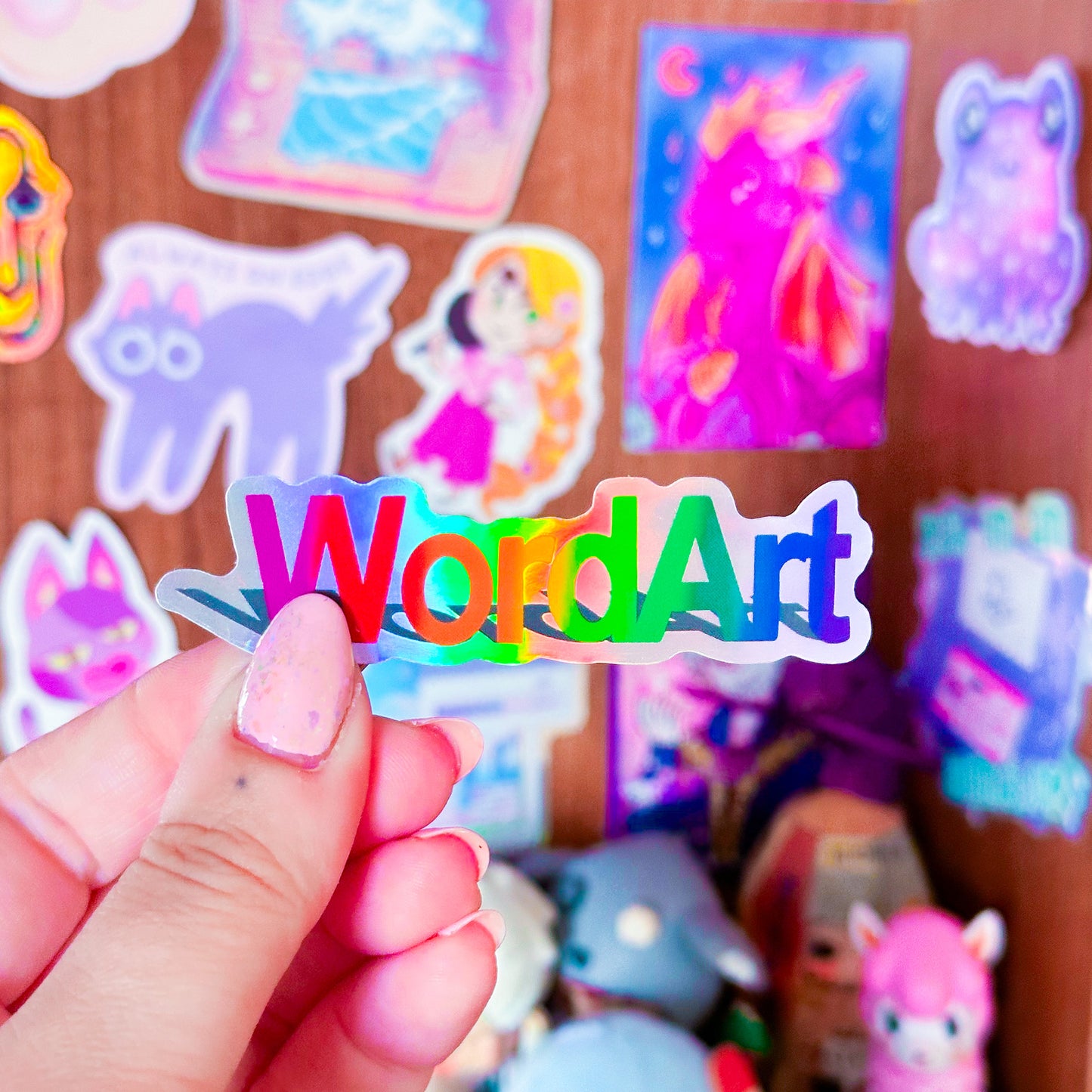rainbow wordart holographic sticker