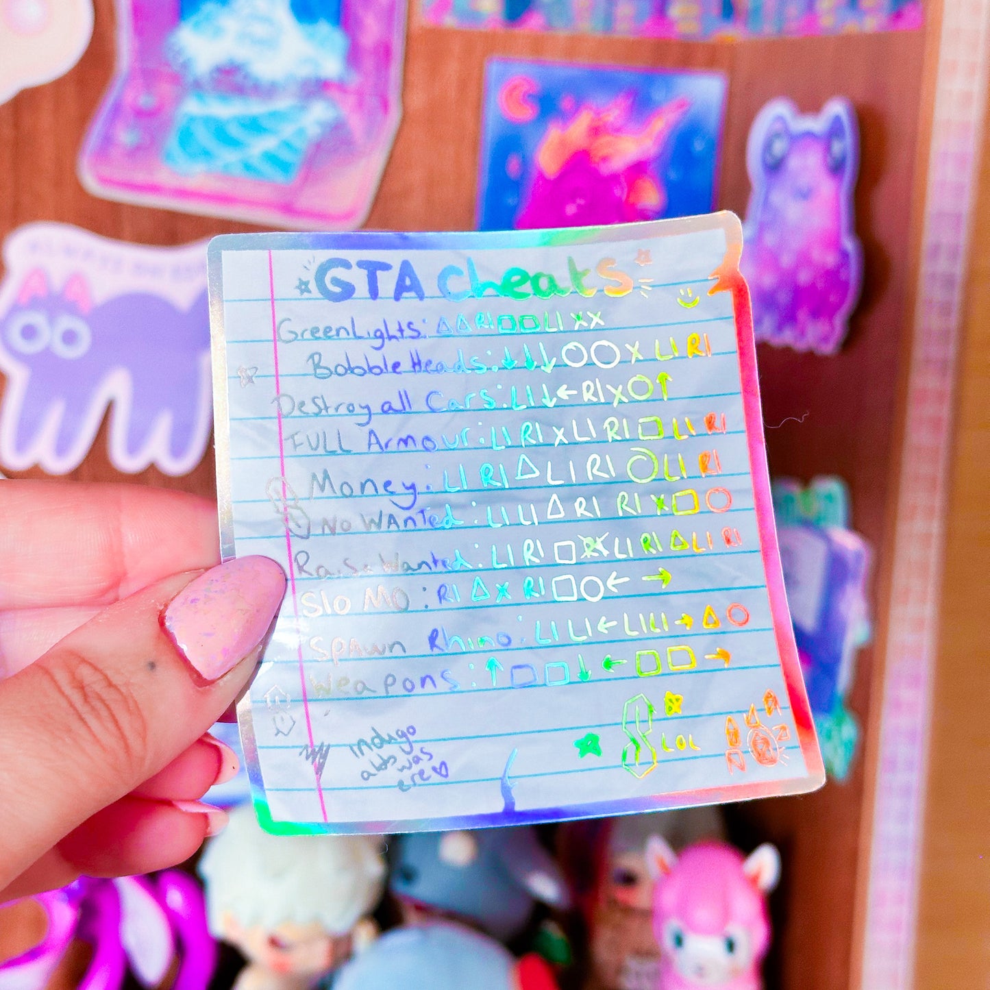 GTA Cheat Codes Holographic Sticker | San Andreas Cheats Sticker