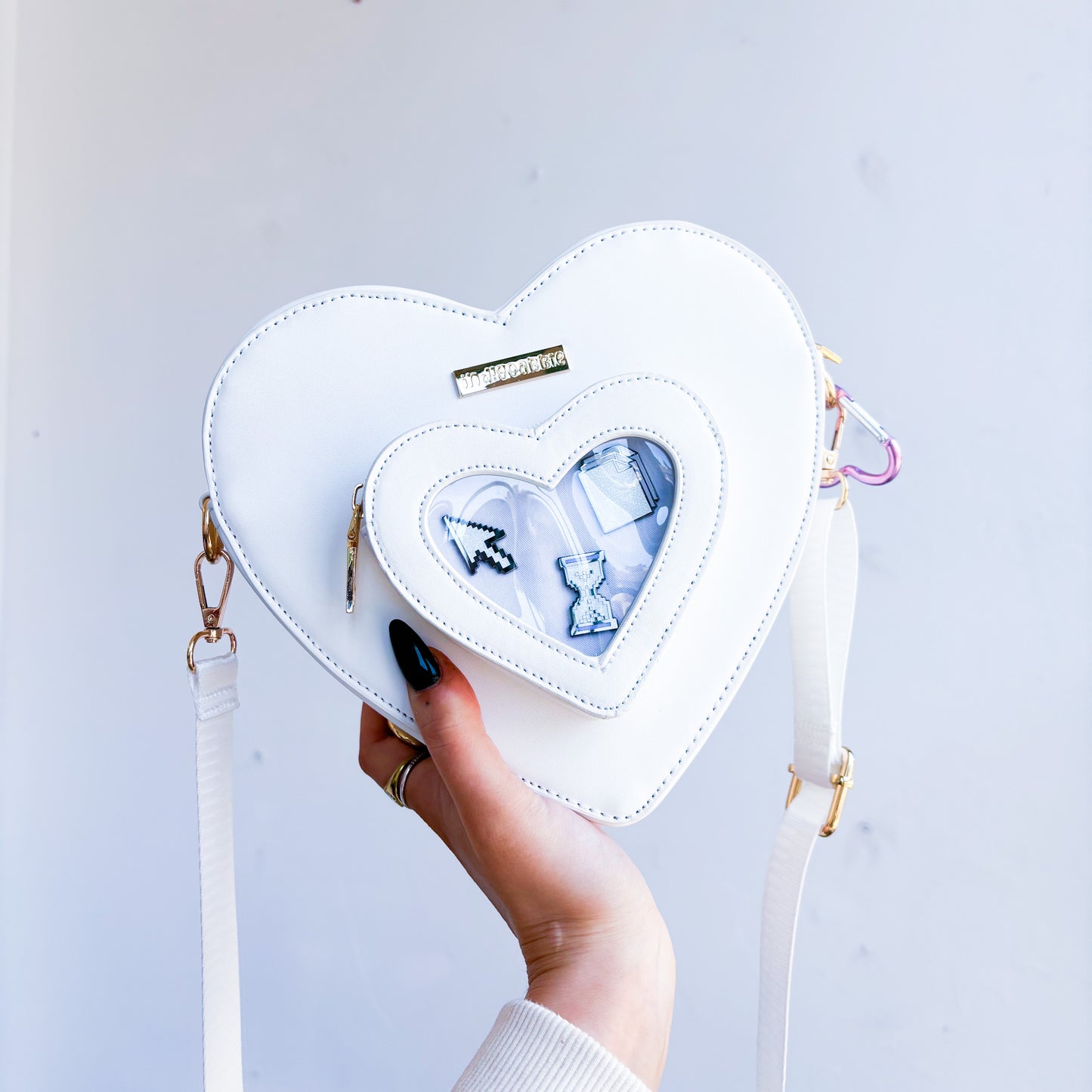 White Heart Shaped Ita Bag | Heart Shaped Backpack, Heart Window Bag, Heart Bag