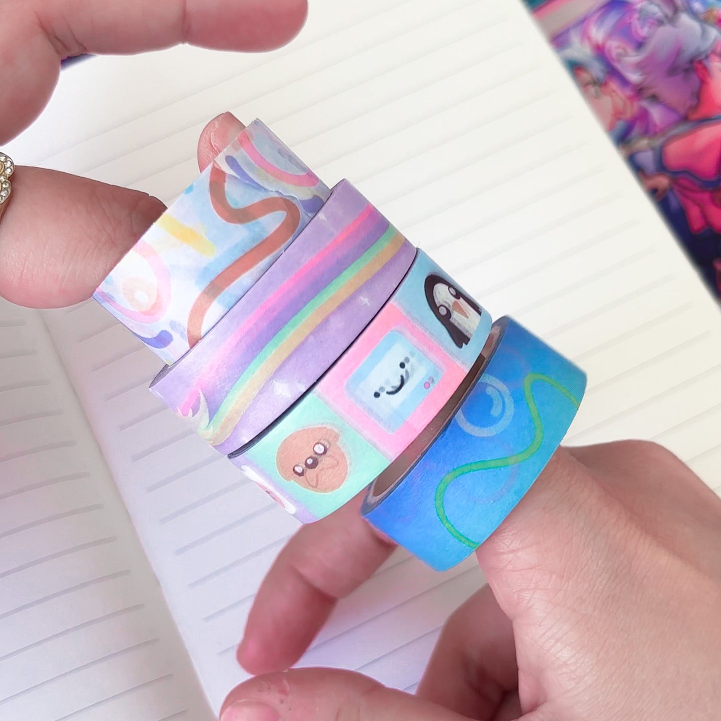 Adventure Time Washi Tape | BMO Finn Jake and Gunther Washi Cartoon Tape