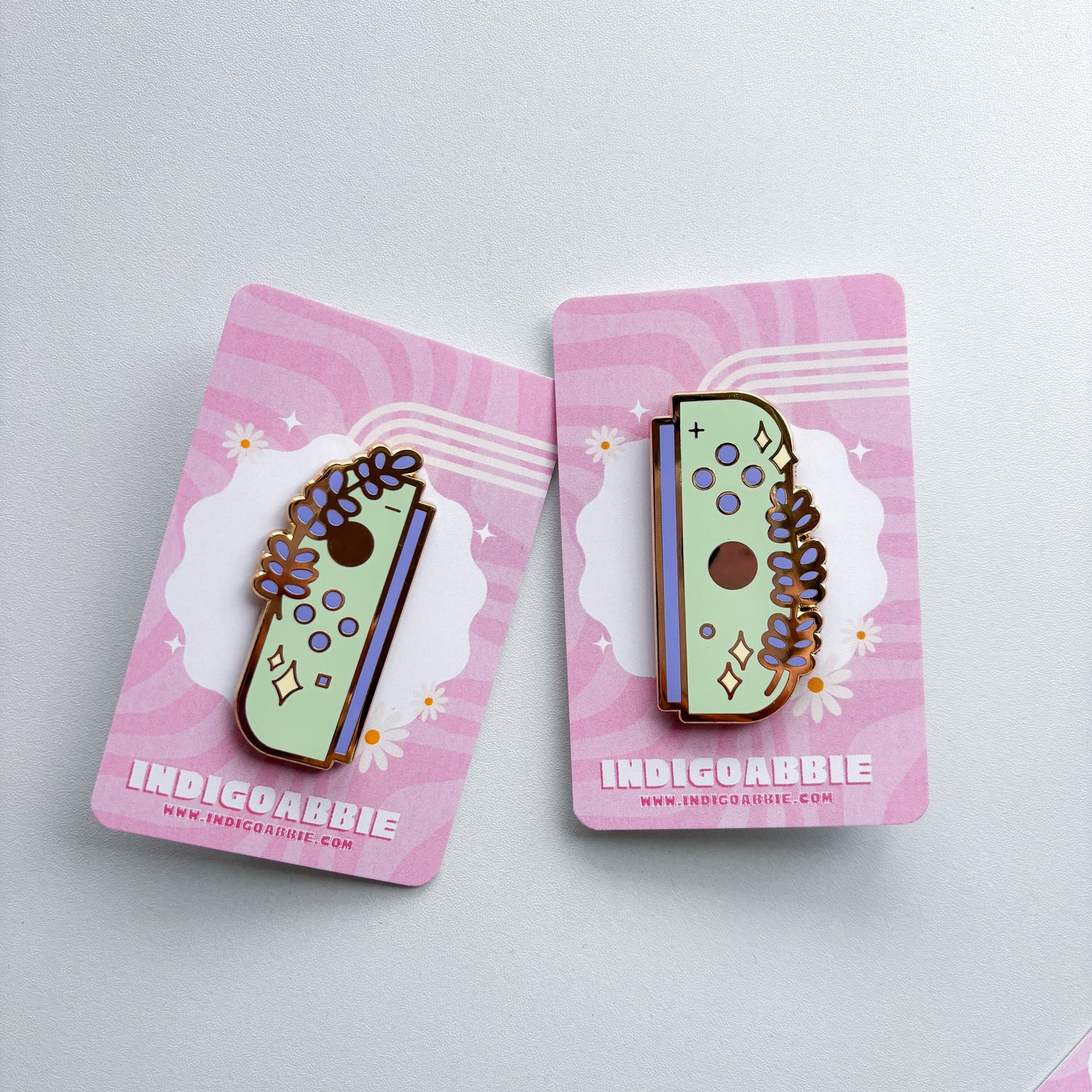 Green Floral JoyCon Enamel Pin | Nintendo Switch Enamel Pin Floral Joycon Pin
