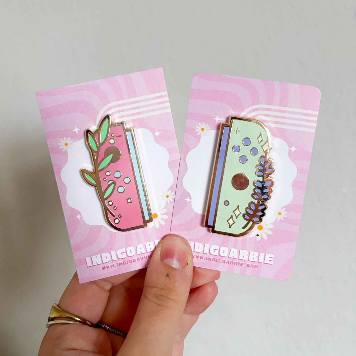 Pink Floral JoyCon Enamel Pin | Nintendo Switch Enamel Pin Floral Joycon Pin