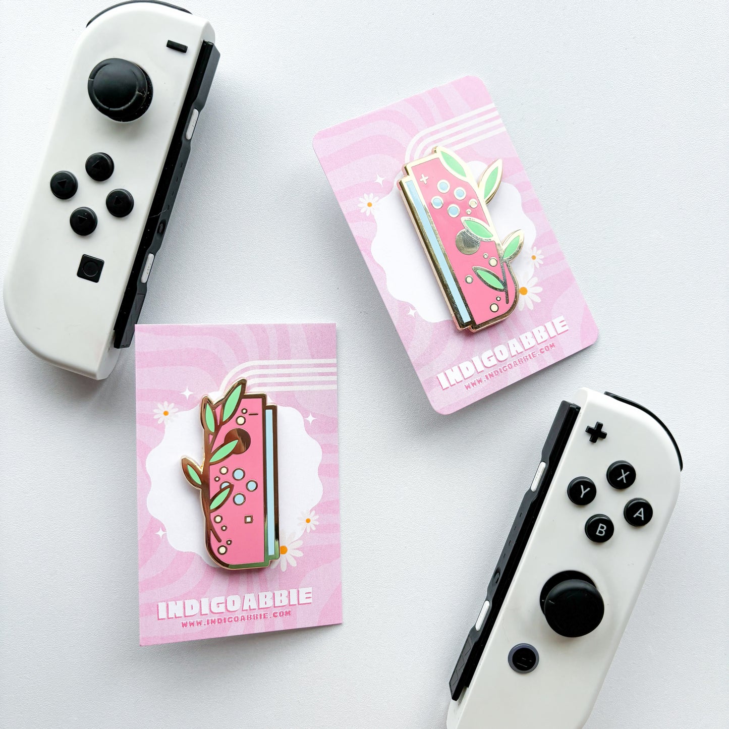 Pink Floral JoyCon Enamel Pin | Nintendo Switch Enamel Pin Floral Joycon Pin