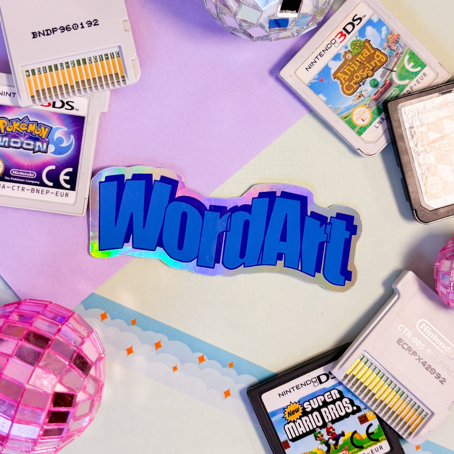 wavy wordart powerpoint holographic sticker