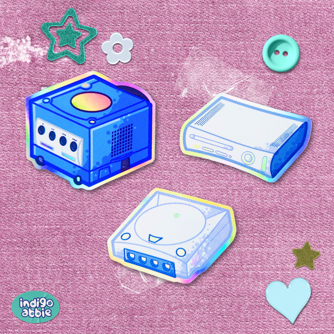 gamecube console holographic sticker