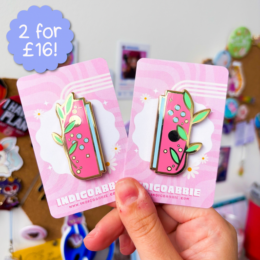 Pink Floral JoyCon Enamel Pin