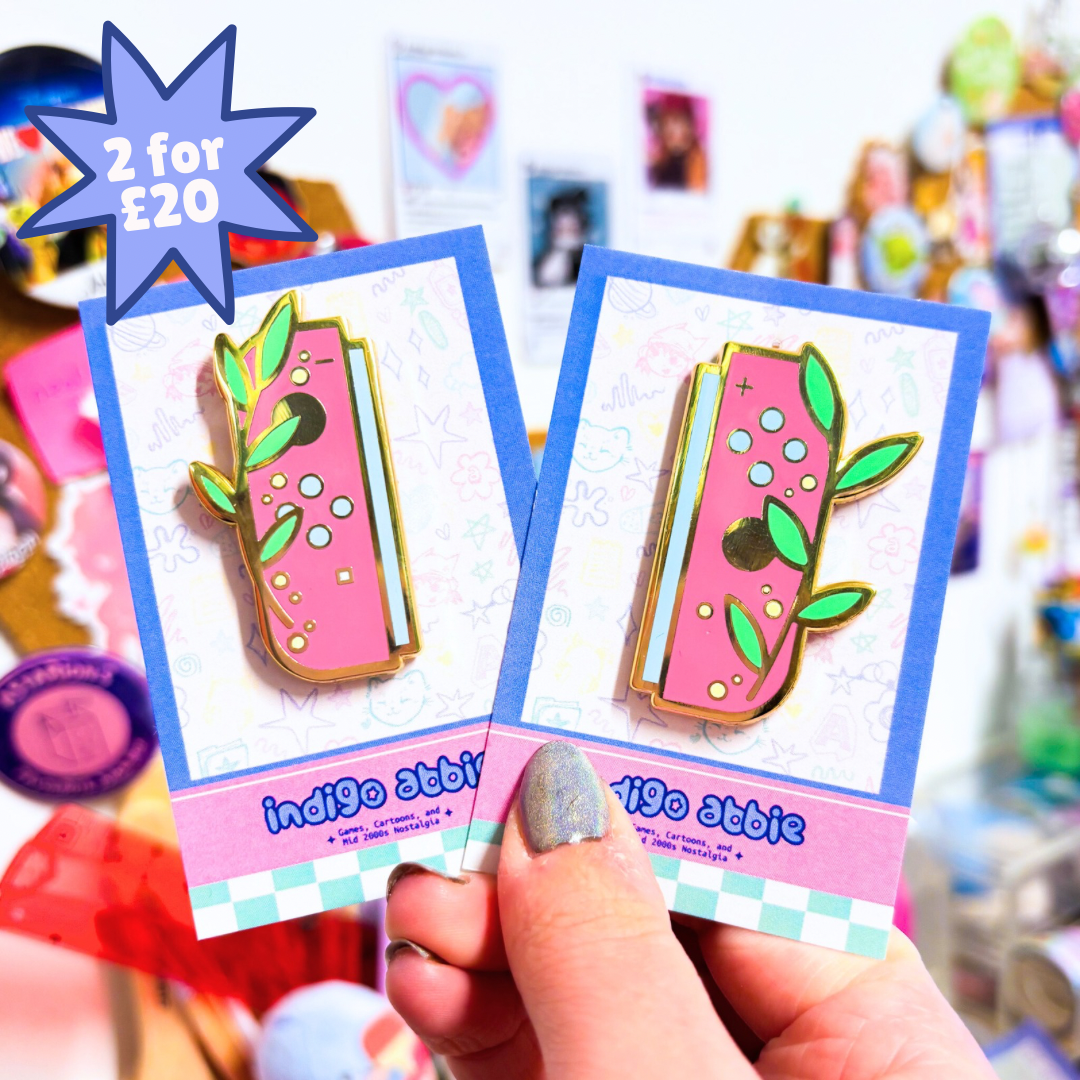 Pink Floral JoyCon Enamel Pin | Nintendo Switch Enamel Pin Floral Joycon Pin