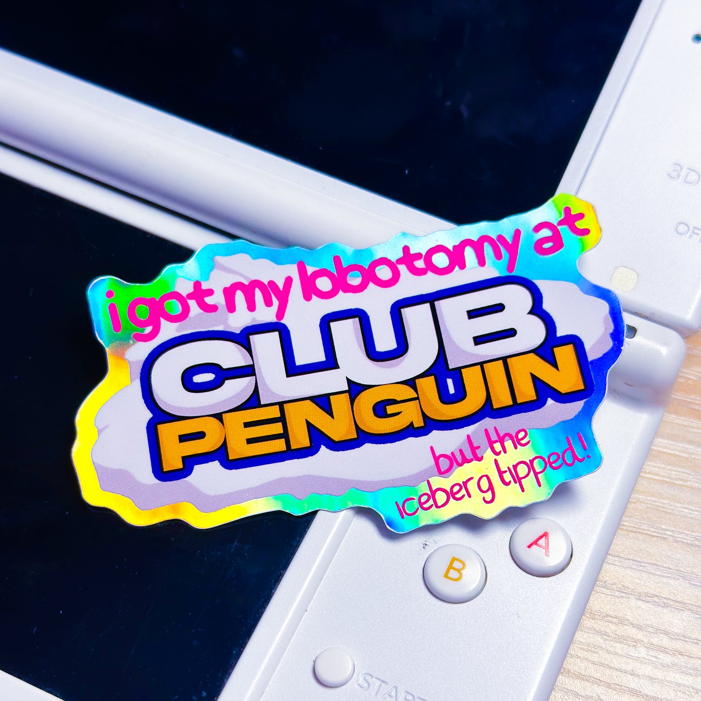 Club Penguin Lobotomy Holographic Sticker