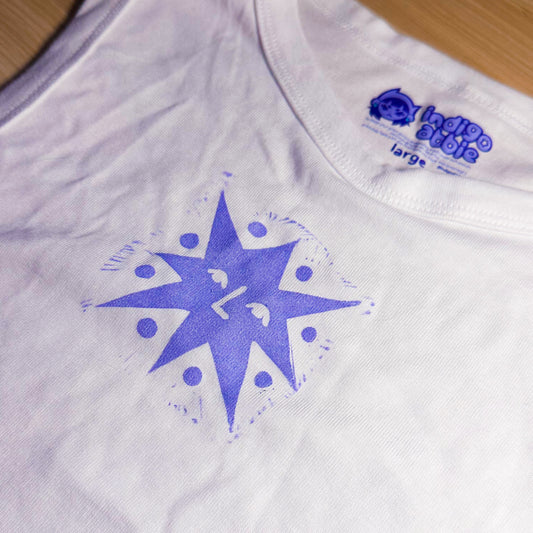 [L] 'The Star' White & Lilac Tank Top