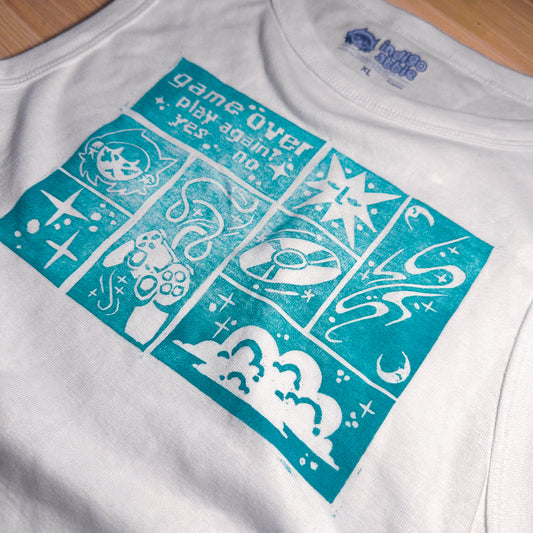 [XL] 'Game Over' White & Green Tank Top