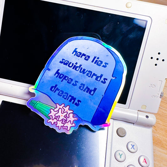 Squidward's Grave Holographic Sticker