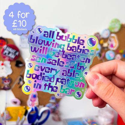 bubble blowing babies spongebob movie holographic sticker