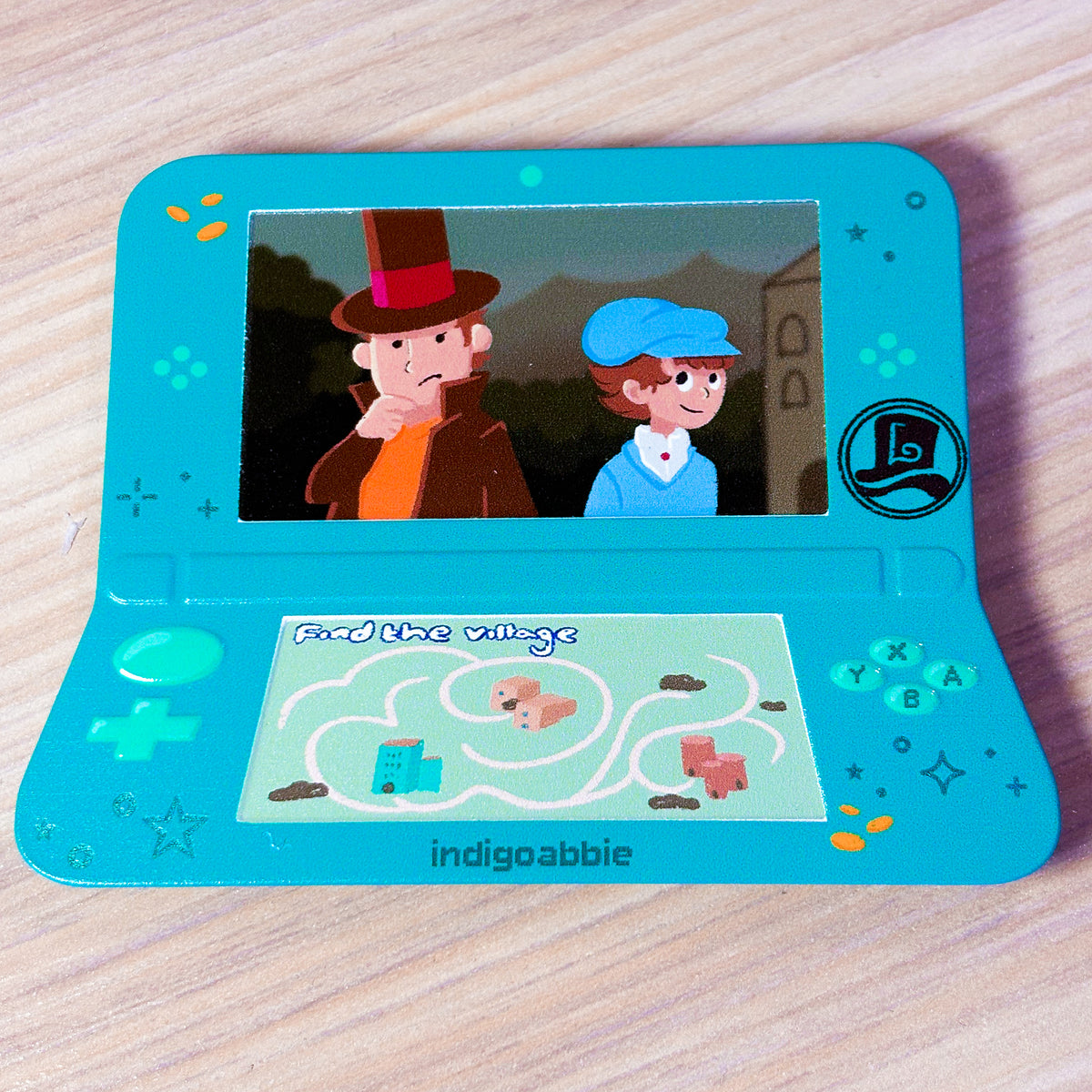 professor layton ds tinplate pin badge