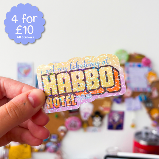 Lobotomy at Habbo Hotel Holographic Sticker | Habbo Hotel Vinyl sticker