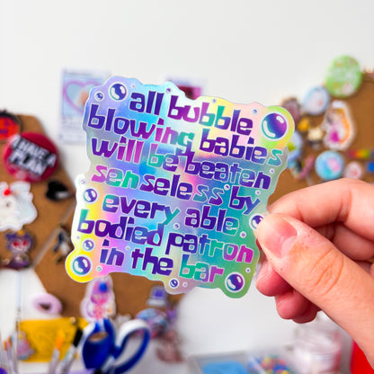 bubble blowing babies spongebob movie holographic sticker