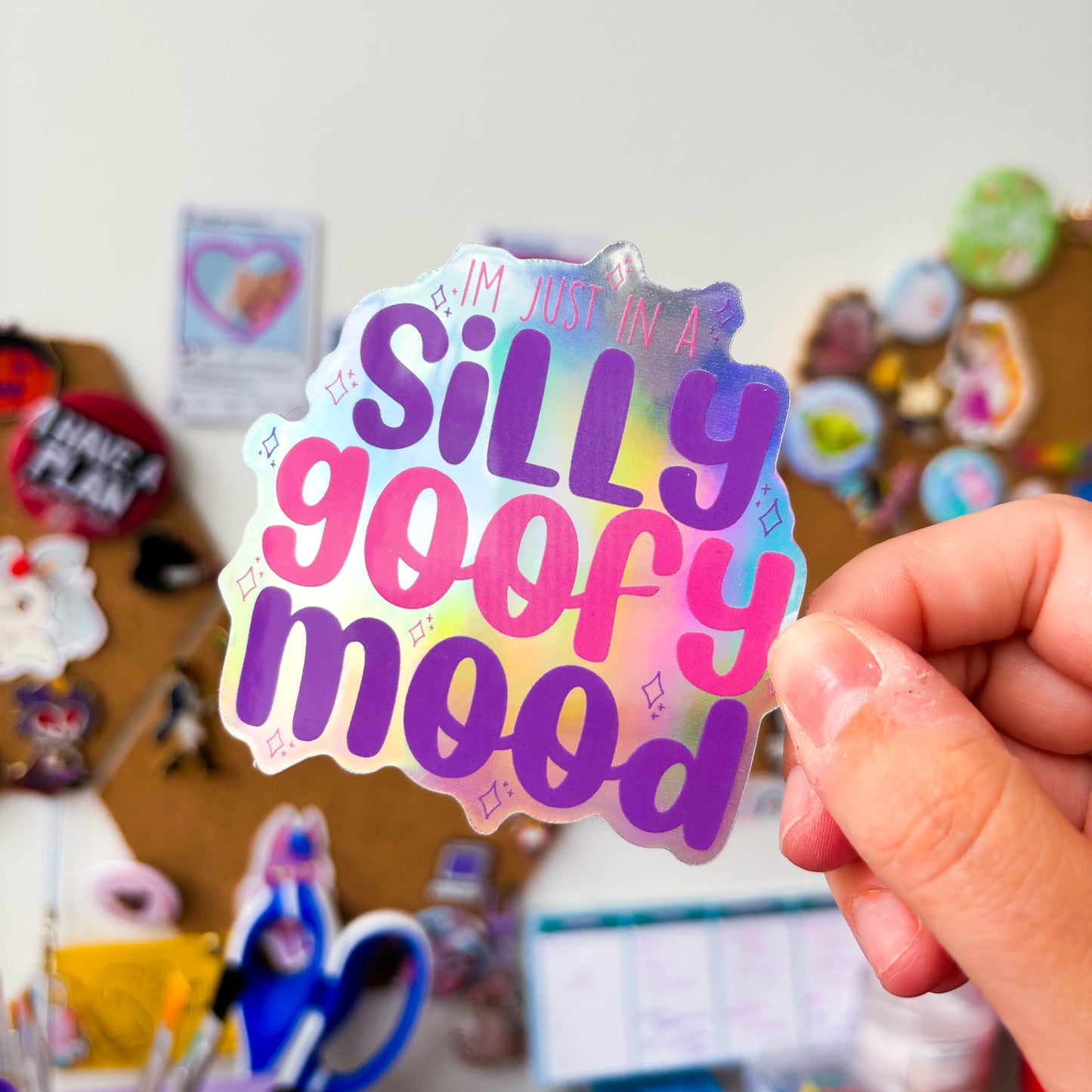 Silly Goofy Mood Holographic Sticker