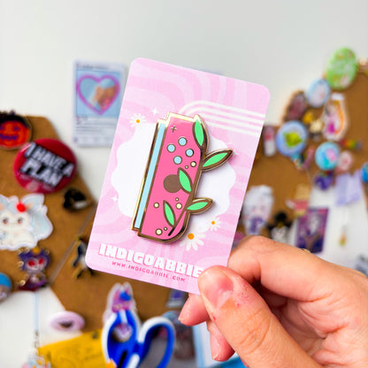 Pink Floral JoyCon Enamel Pin | Nintendo Switch Enamel Pin Floral Joycon Pin