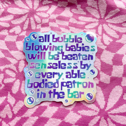 bubble blowing babies spongebob movie holographic sticker