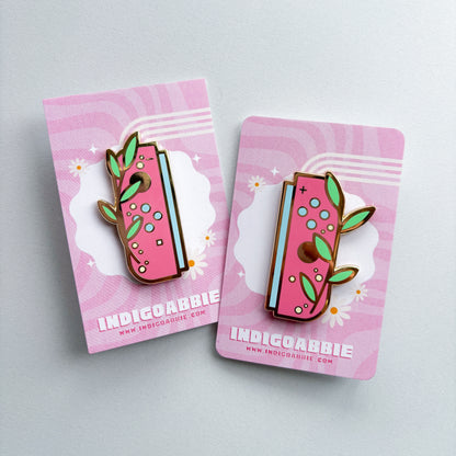 Pink Floral JoyCon Enamel Pin | Nintendo Switch Enamel Pin Floral Joycon Pin