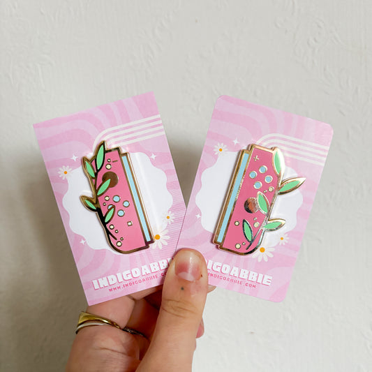 pink floral joycon enamel pins