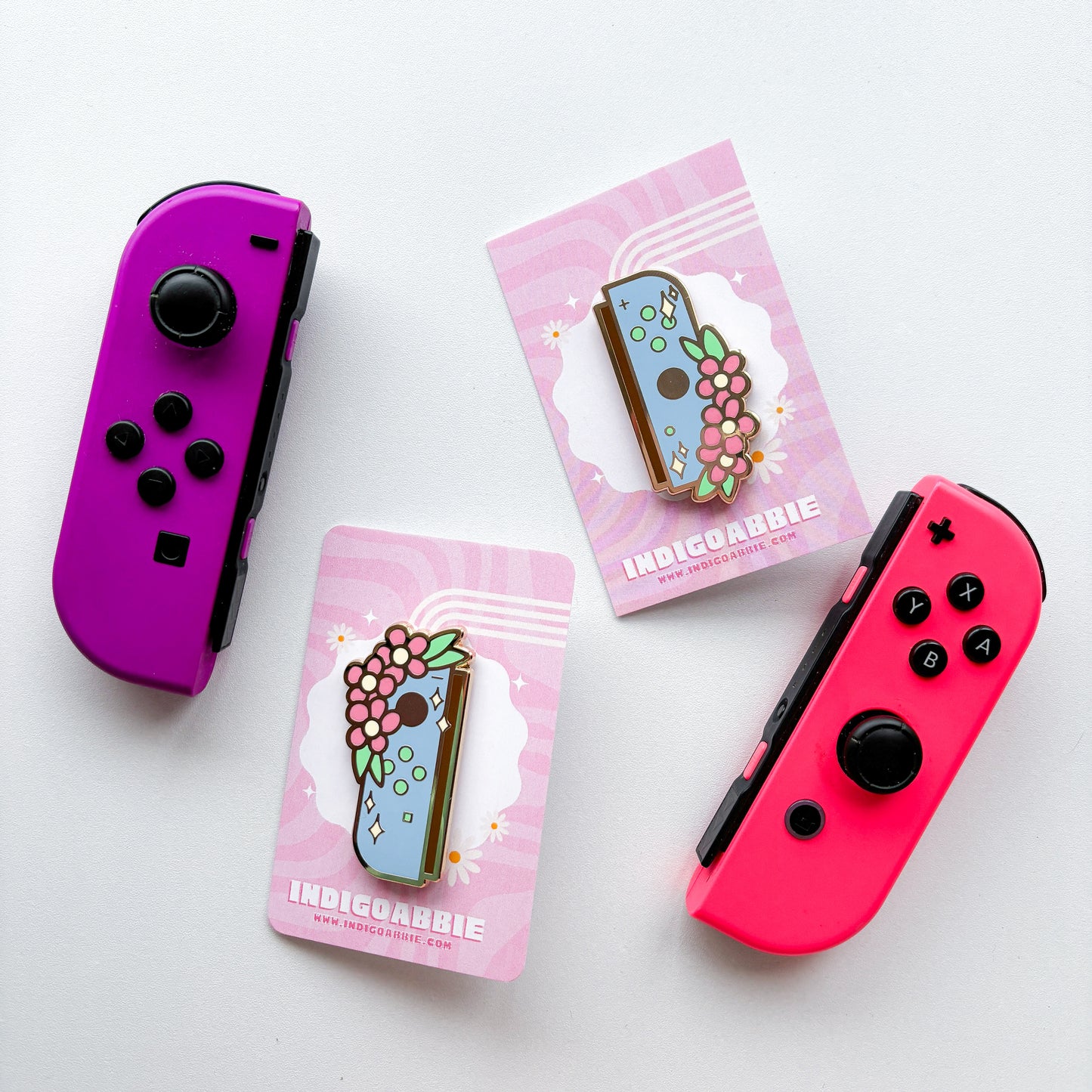 Blue Floral JoyCon Enamel Pin