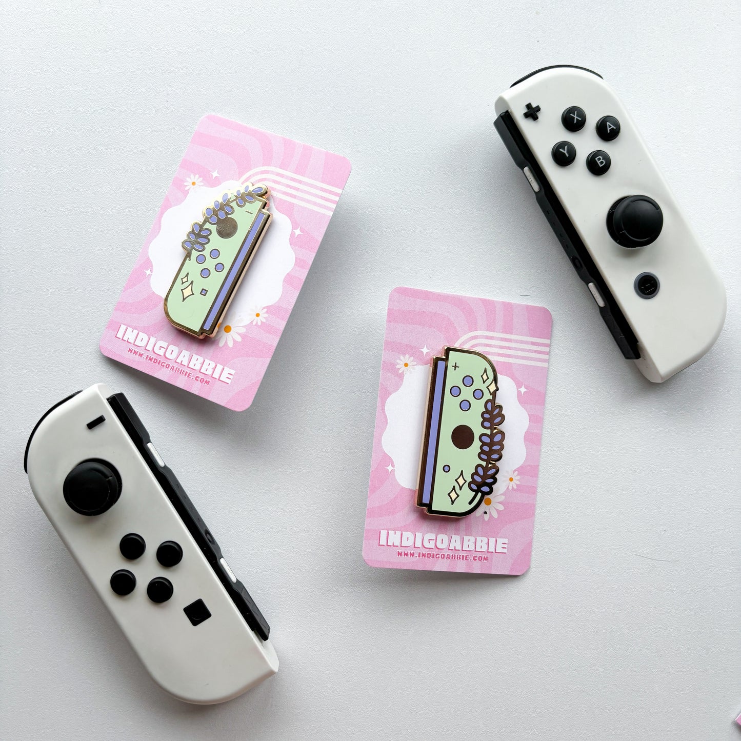 Green Floral JoyCon Enamel Pin