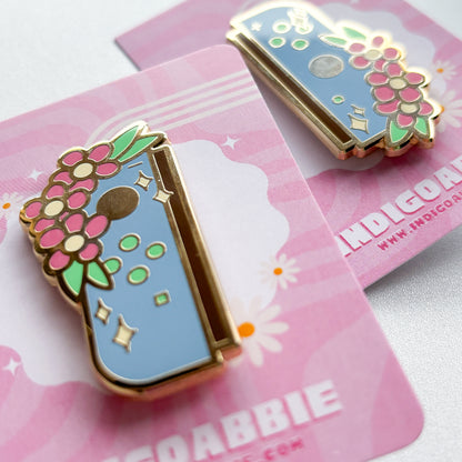 Blue Floral JoyCon Enamel Pin | Nintendo Switch Enamel Pin Floral Joycon Pin