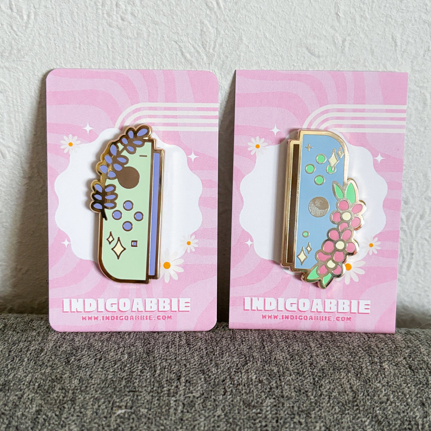 Green Floral JoyCon Enamel Pin