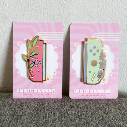 Green Floral JoyCon Enamel Pin | Nintendo Switch Enamel Pin Floral Joycon Pin