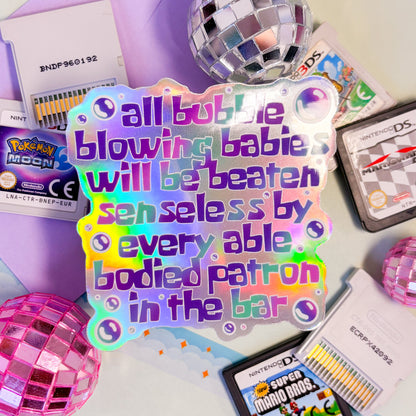 bubble blowing babies spongebob movie holographic sticker