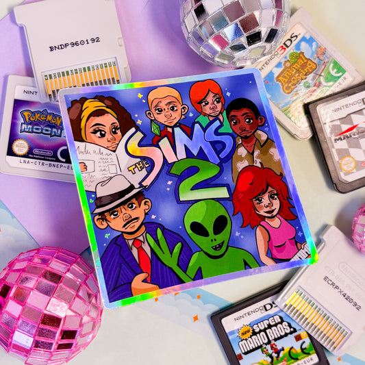 Sims 2 DS Holographic Sticker | Sims Nintendo DS Retro Sticker