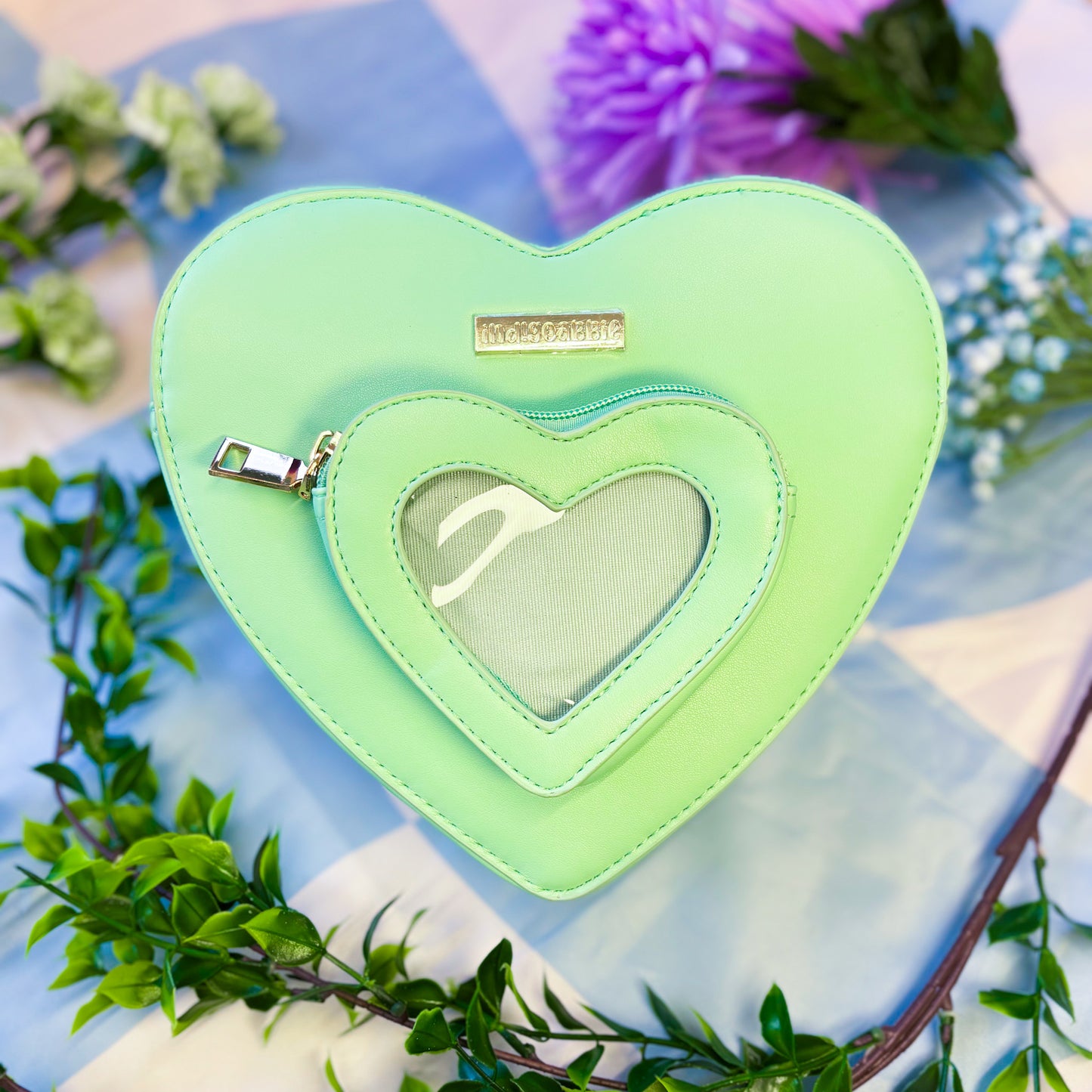 Green Heart Shaped Bag | Heart Shaped Backpack, Heart Window Bag, Heart Bag