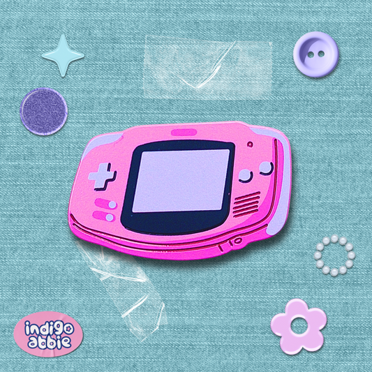 pink gameboy advanced console enamel pin
