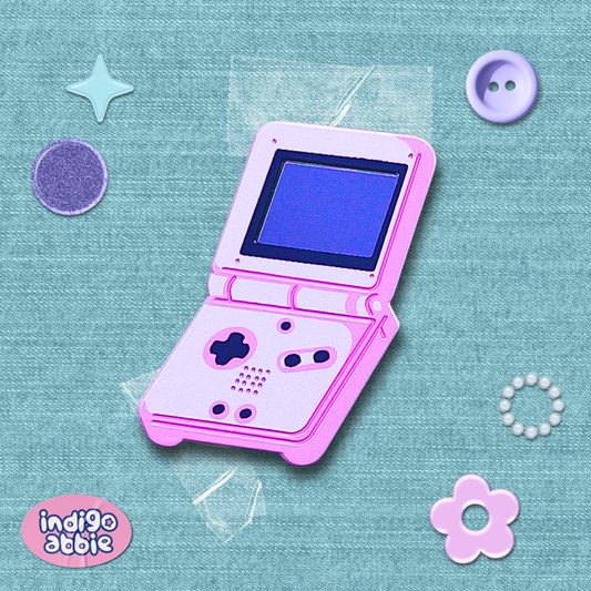 pink gameboy sp console dyed enamel pin