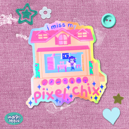 pixel chix holographic sticker