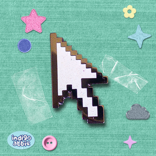 pixelated cursor enamel pin