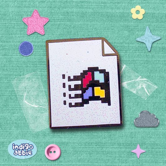 pixelated windows logo glitter enamel pin