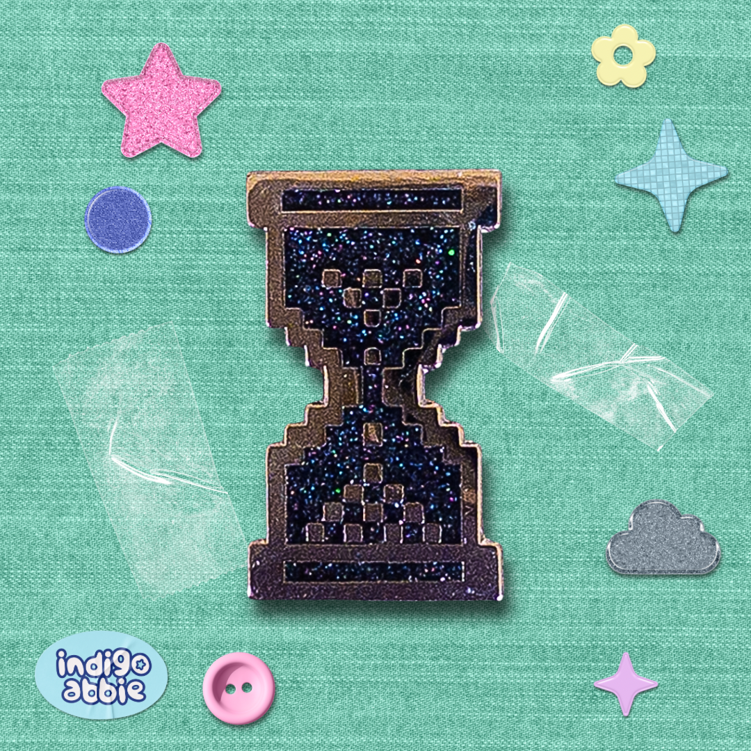 pixelated timer enamel pin (black version)