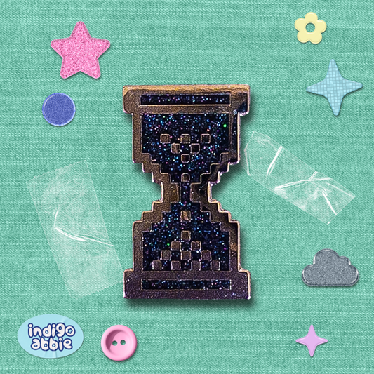 pixelated timer enamel pin (black version)