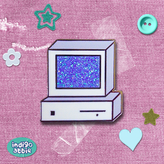 pixelated computer enamel pin