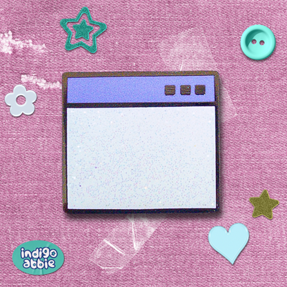 pixelated pop up window enamel pin