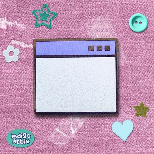 pixelated pop up window enamel pin