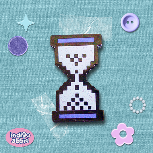 pixelated timer enamel pin