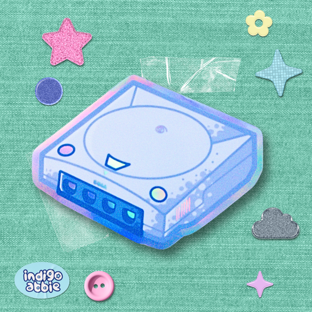sega dreamcast console holographic sticker